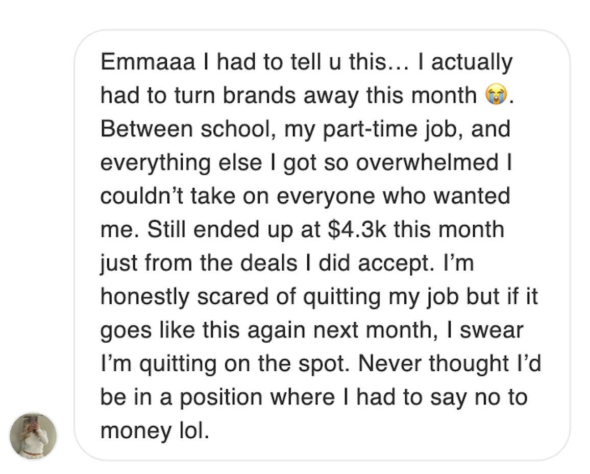Student testimonial about making $4.3k