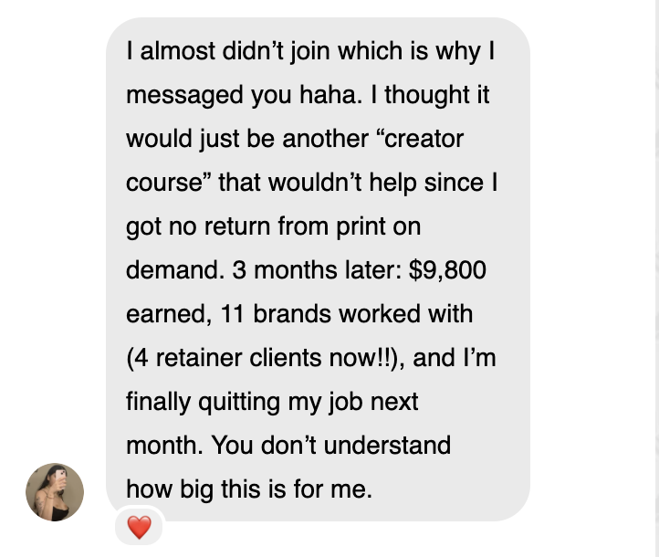 Student testimonial about making $9,800