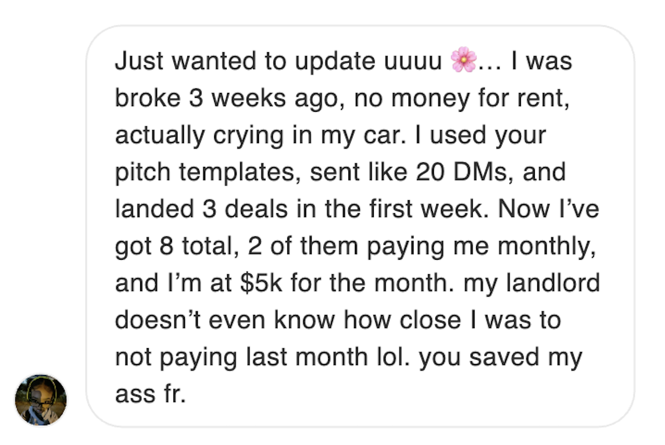 Student testimonial about making $5k