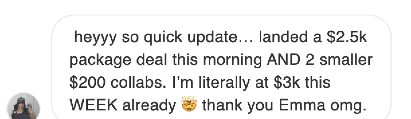 Student testimonial about making $3k in a week